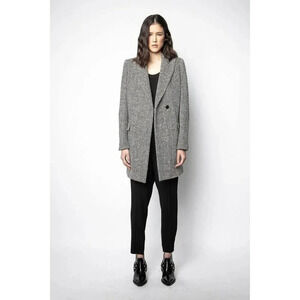 Zadig Voltaire Marco Chevron Herrinbone Coat Size 4